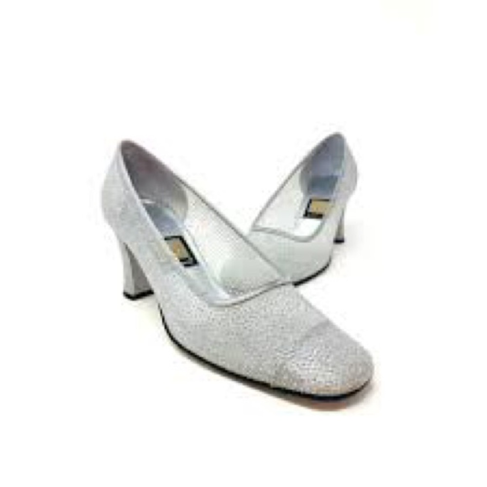 Nina Camino Silver Doral Mesh Glitter Dot Leather Slip on